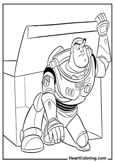 Buzz Lightyear dans la boîte - Coloriage Toy Story