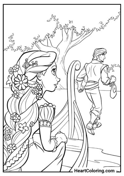 Départ d’Eugène - Coloriage Raiponce