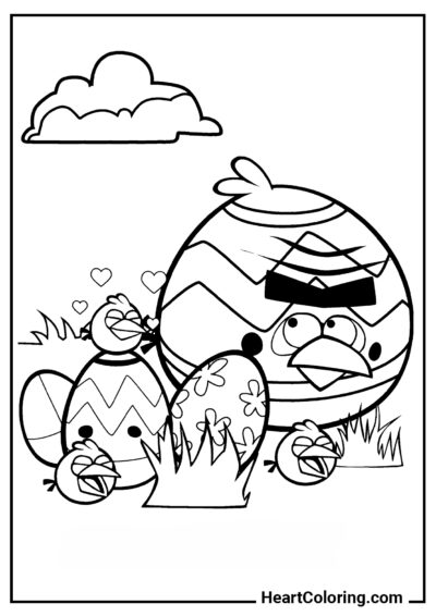 Angry Birds avec Oeufs - Coloriages Angry Birds