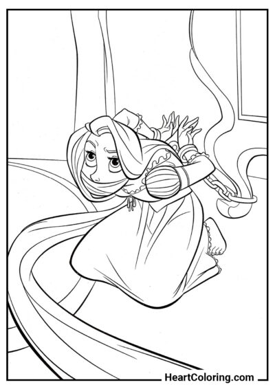 Tied up princess - Tangled Coloring Pages