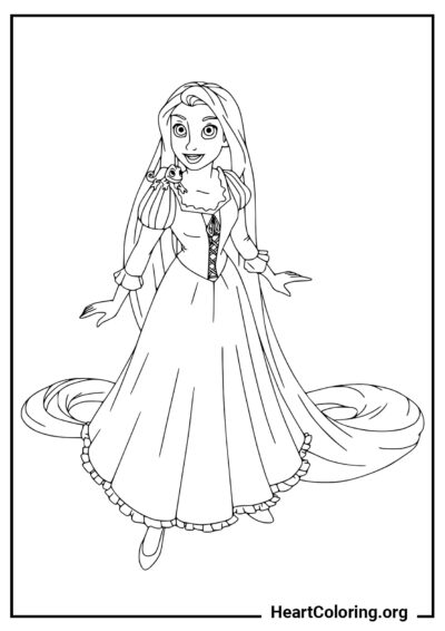 Hermosa Rapunzel - Dibujos de Rapunzel para Colorear