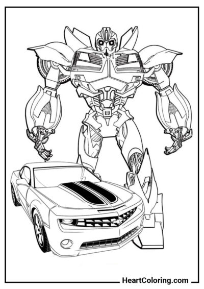 Transformação do Bumblebee - Desenhos dos Transformers para Colorir