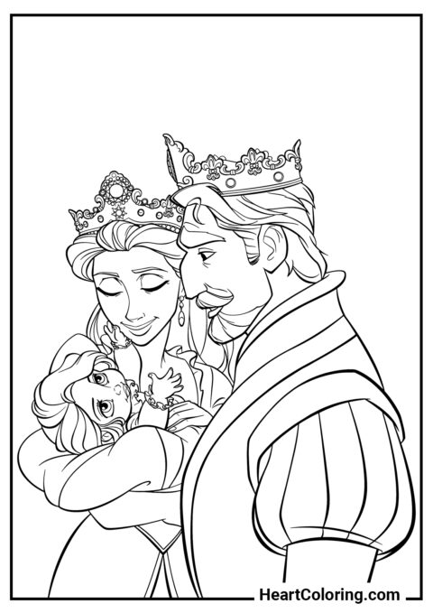 La famille de Rapunzel - Coloriage Raiponce