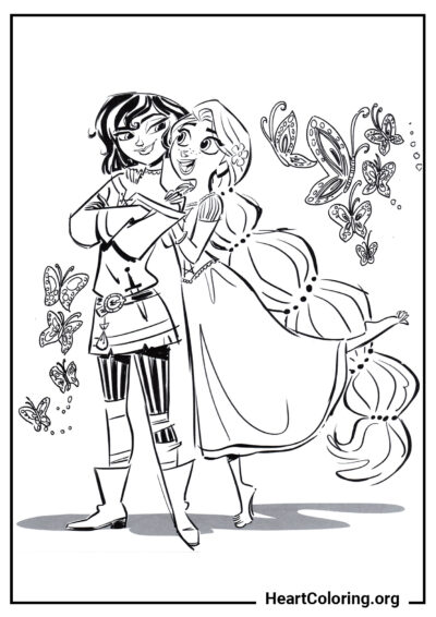 Rapunzel e Cassandra - Desenhos  da Rapunzel para Colorir