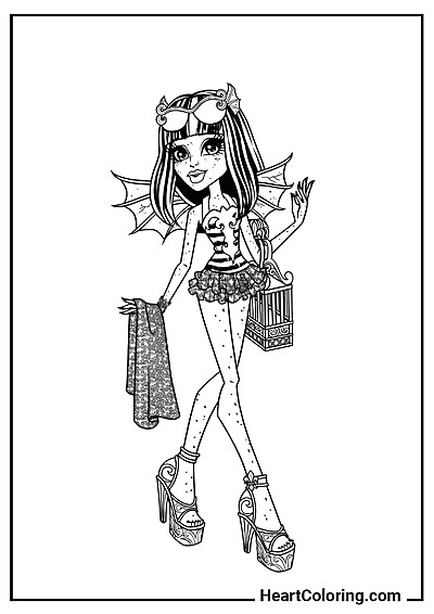 Stylish Rochelle Holding a Cape Stylish Rochelle Holding a Cape – fun sheet from "Monster High Coloring Pages"