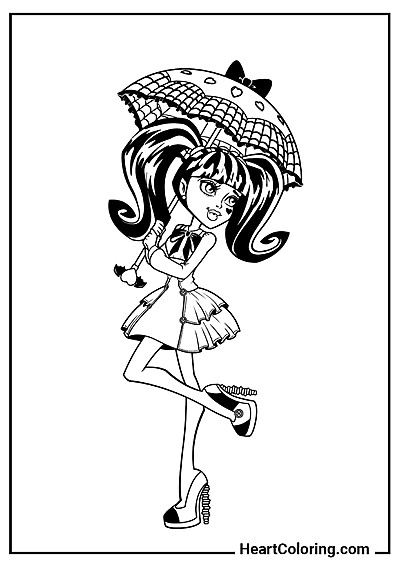 Draculaura with an Umbrella Draculaura with an Umbrella – print-ready coloring design