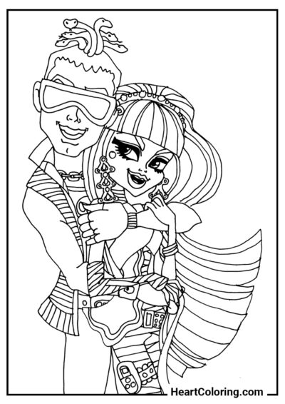 Deuce Gorgon and Cleo de Nile - Monster High Coloring Pages