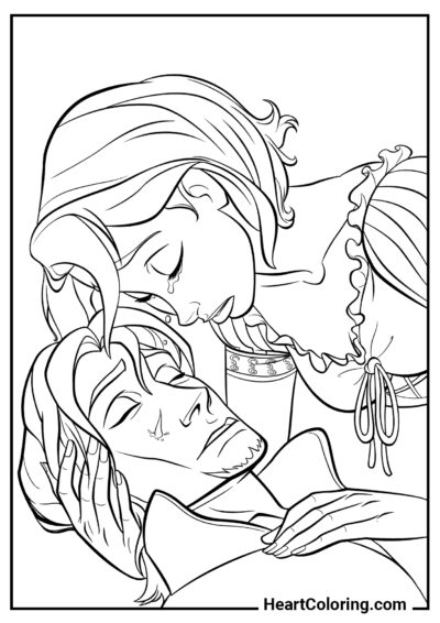 The princess is crying - Tangled Coloring Pages