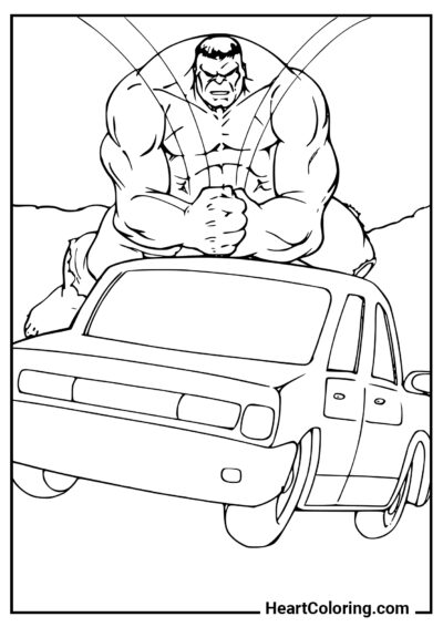 Coche Roto - Dibujos de Hulk para Colorear