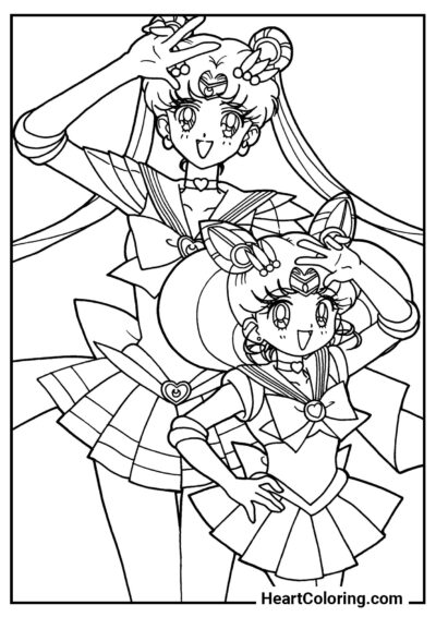 Chibiusa and Sailor Moon - Sailor Moon Coloring Pages