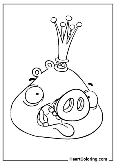 Rey Pig - Dibujos de Angry Birds para Colorear