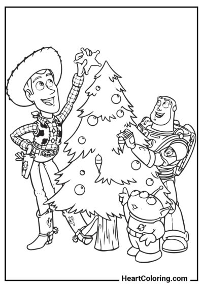 Préparation de Noël - Coloriage Toy Story