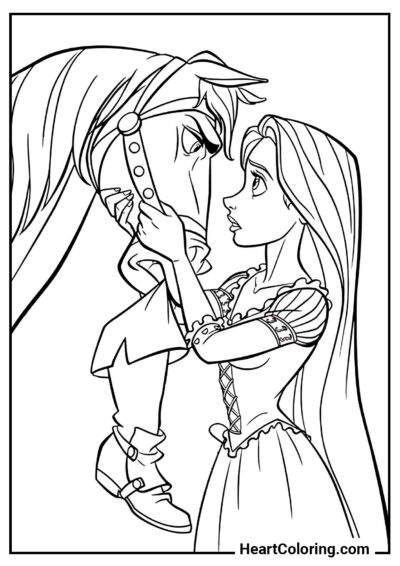 Rapunzel and Maximus - Tangled Coloring Pages