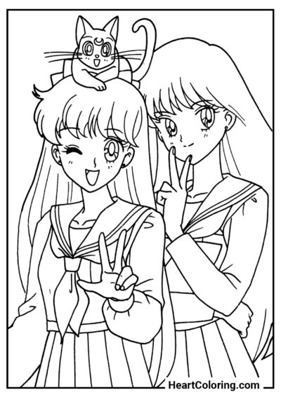 Female Warriors - Sailor Moon Coloring Pages