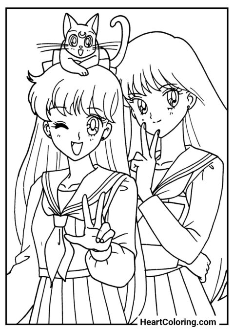 Female Warriors - Sailor Moon Coloring Pages