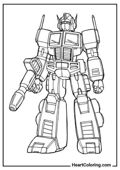 Optimus Prime com um canhão - Desenhos dos Transformers para Colorir