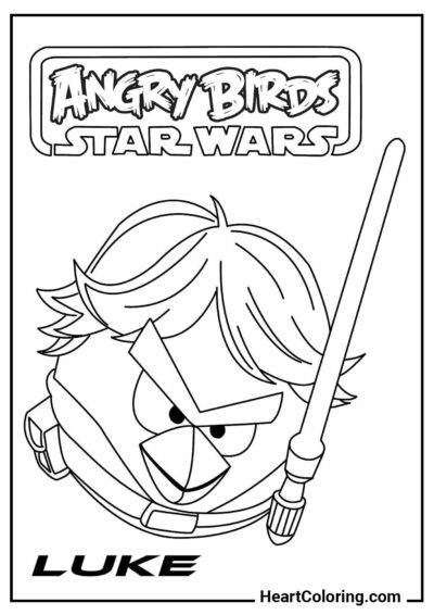 Angry Birds Luke Skywalker - Dibujos de Angry Birds para Colorear