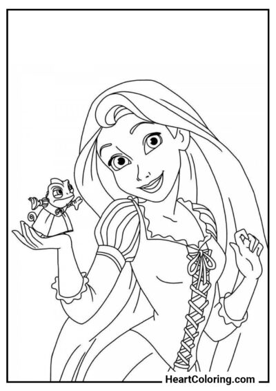 Rapunzel e Pascal - Desenhos  da Rapunzel para Colorir