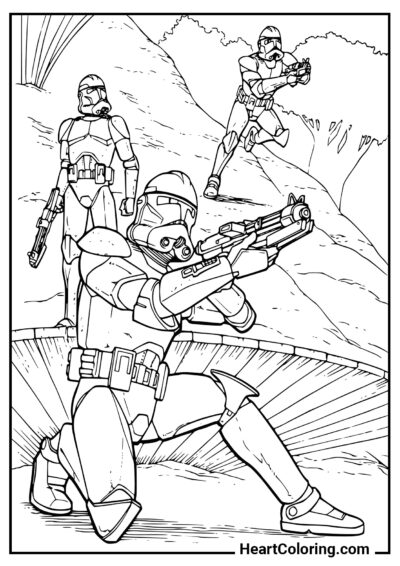 Esquadrão de Stormtroopers - Desenhos do Star Wars para Colorir