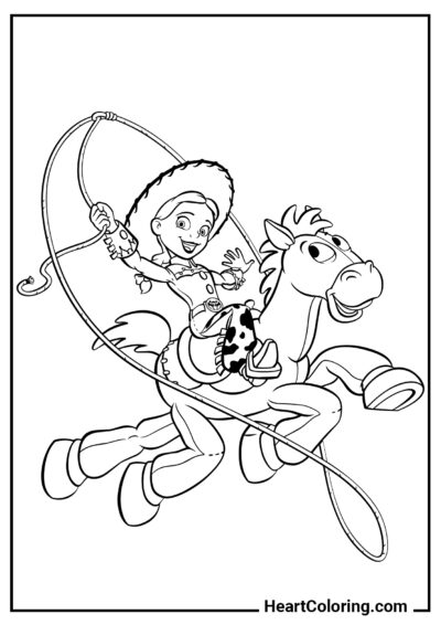 Jessie and Bullseye - Toy Story Coloring Pages