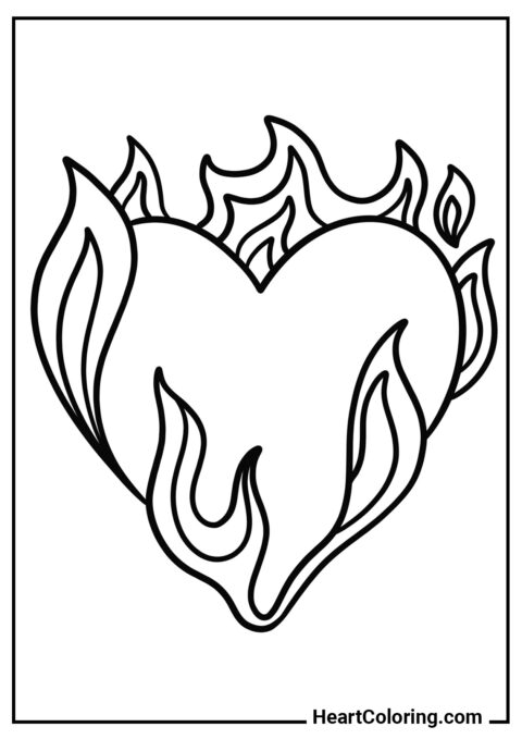 Corazón de Fuego - Dibujos de Corazones para Colorear