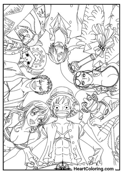 Piratas do Chapéu de Palha - Desenhos de One Piece para Colorir