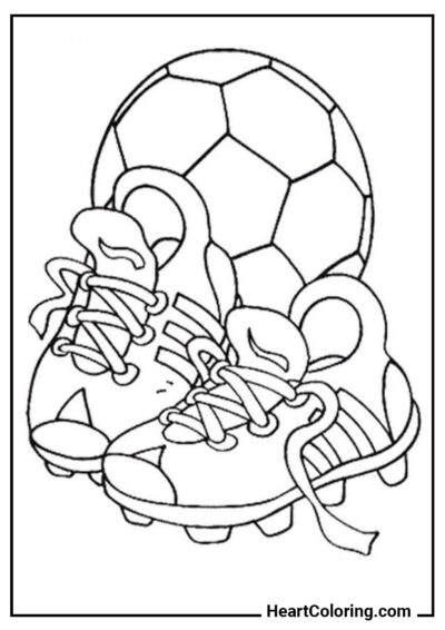 Bola e chuteiras - Desenhos de Futebol para Colorir