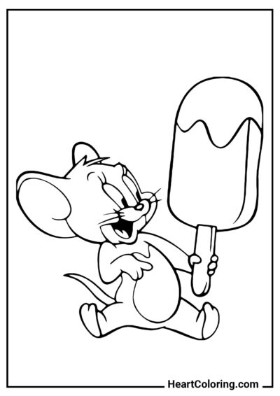 Jerry with Ice Cream - Tom and Jerry Coloring Pages