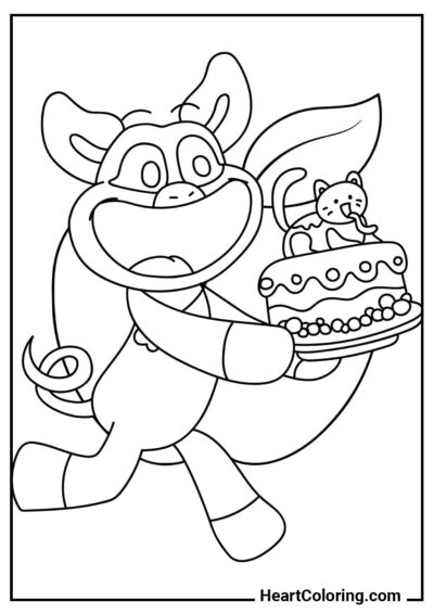 PickyPiggy with Cake - Smiling Critters Coloring Pages