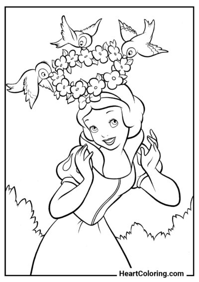 Princesse avec une couronne de fleurs - Coloriages de Blanche Neige