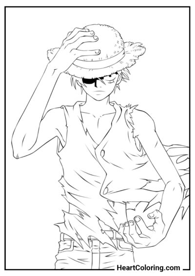 Luffy del Sombrero de Paja - Dibujos de One Piece para Colorear