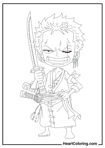 Cartoon Zoro - One Piece Coloring Pages