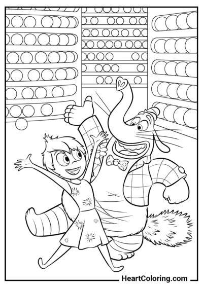 Joy and Bing Bong - Inside Out Coloring Pages