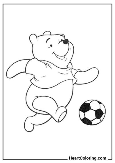 Winnie the Pooh futbolista - Dibujos de Fútbol para Colorear