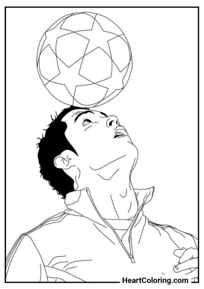 Cabecear el balón - Dibujos de Fútbol para Colorear