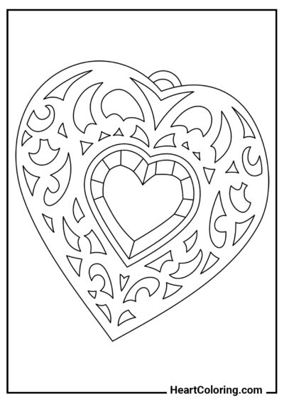 Médaillon en Forme de Cœur - Coloriages de Coeur