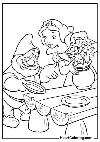 Branca de Neve e o Anão Dunga - Desenhos de  Branca de Neve para Colorir