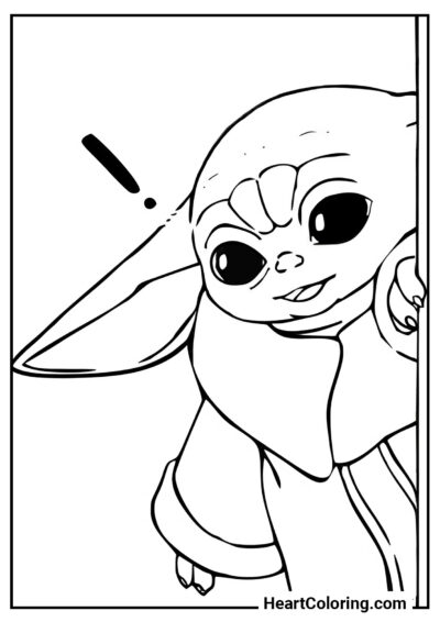 Grogu che sbircia - Disegni di Baby Yoda da Colorare