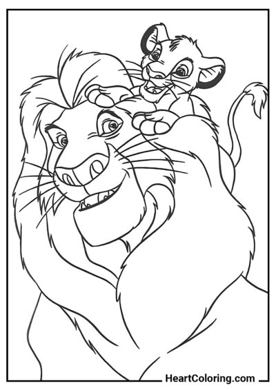 Jeux avec Simba - Coloriages de Le Roi Lion