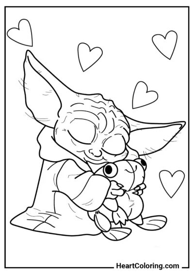 Il giocattolo preferito di Grogu - Disegni di Baby Yoda da Colorare