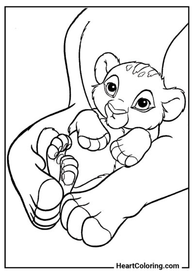 Frightened Simba - The Lion King Coloring Pages