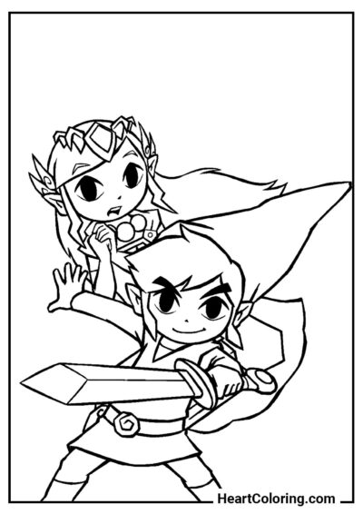 Link Protecting the Princess – from our collection "Zelda Coloring Pages"