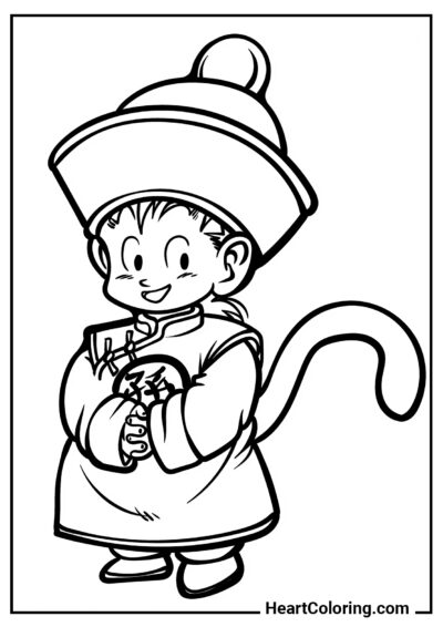 Little Goku in Traditional Outfit - Dragon Ball Z Coloring Pages