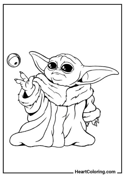 Grogu usa la Forza - Disegni di Baby Yoda da Colorare