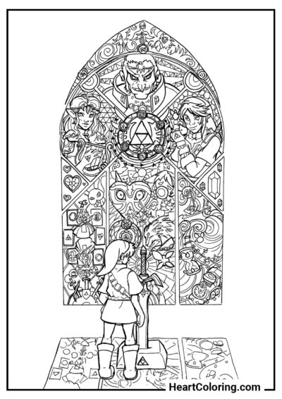 Downloadable coloring sheet: Link and the Sword in the Stone