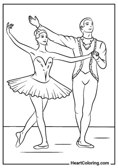 Actuación en pareja - Dibujos de Bailarina para Colorear