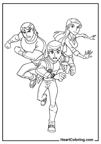 Team of Heroes - Ben 10 Coloring Pages