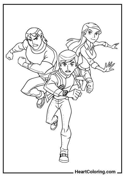 Team of Heroes - Ben 10 Coloring Pages