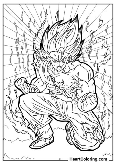 Goku in una battaglia feroce - Disegni di Dragon Ball Z da Colorare