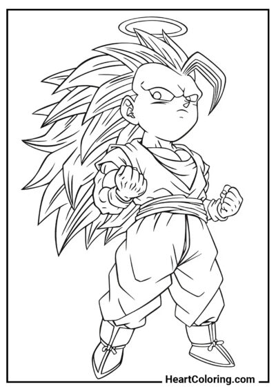 Chibi Goku con l’aureola - Disegni di Dragon Ball Z da Colorare